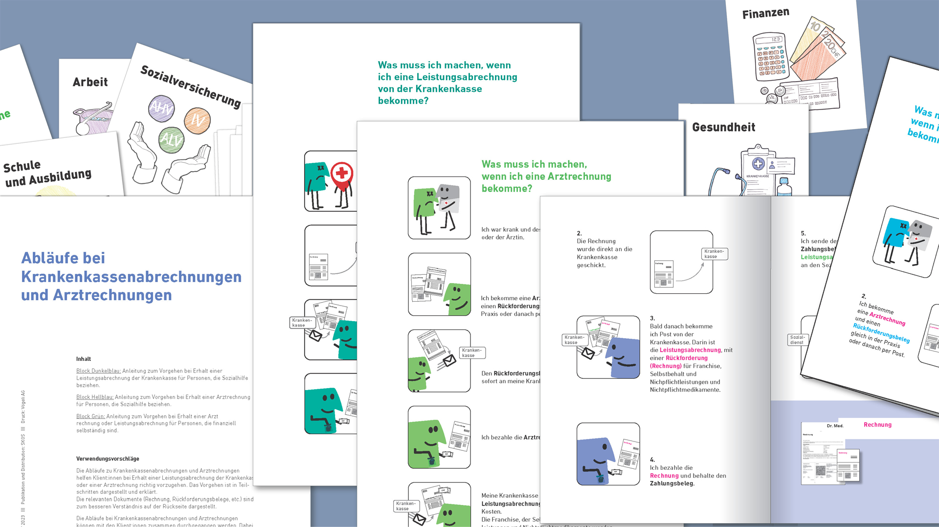 Collage aus Bildern der Kommunikationsmittel für visuelle Kommunikation in der Sozialhilfe