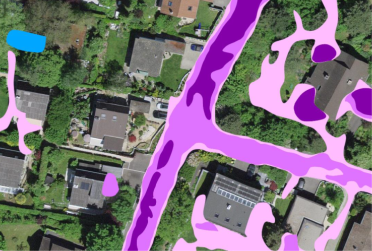 Kartenausschnitt «Strasseneinfluss», Gemeinde Aesch (Amt für Geoinformation BL, 2023)