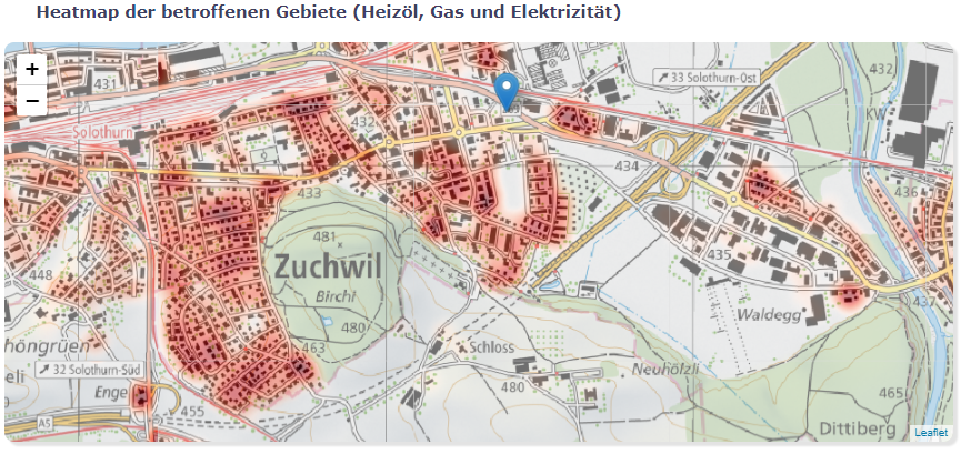 Heatmap der betroffenen Gebiete