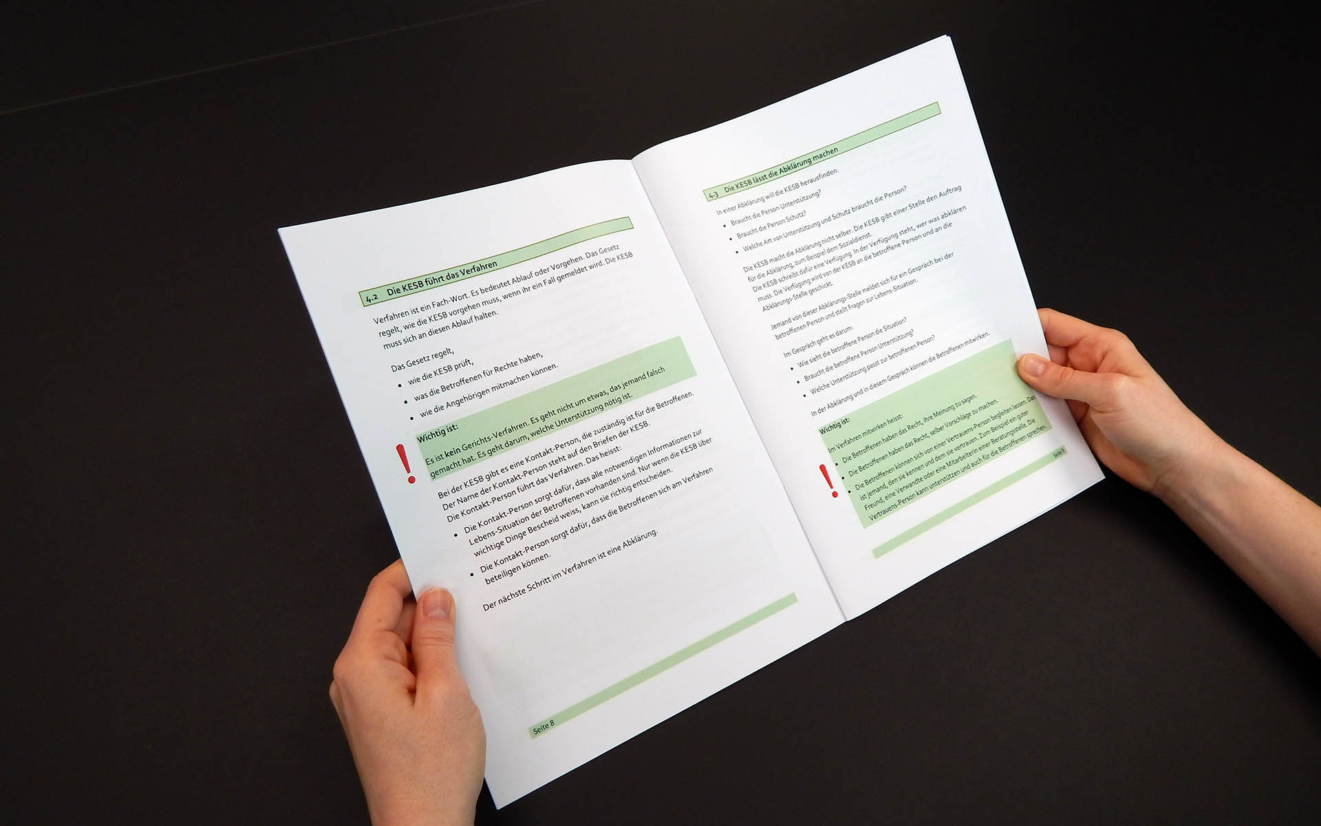 Die Broschüre der KESB Region Solothurn erscheint nun mit der Übersetzung der Texte und einem anderen Layout. (© Béatrice Roth)