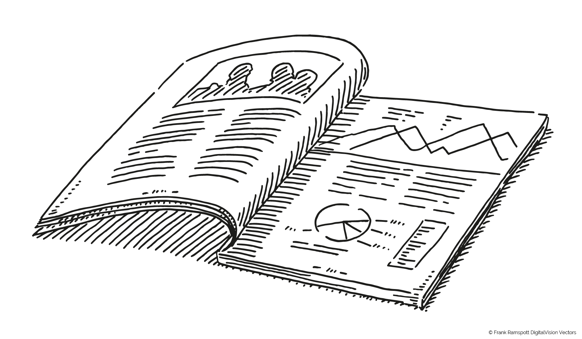 Notizheft mit Grafiken und Diagrammen