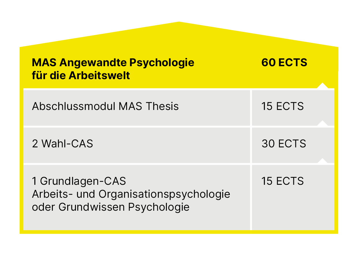 Grafik: Aufbau MAS Angewandte Psychologie für die Arbeitswelt